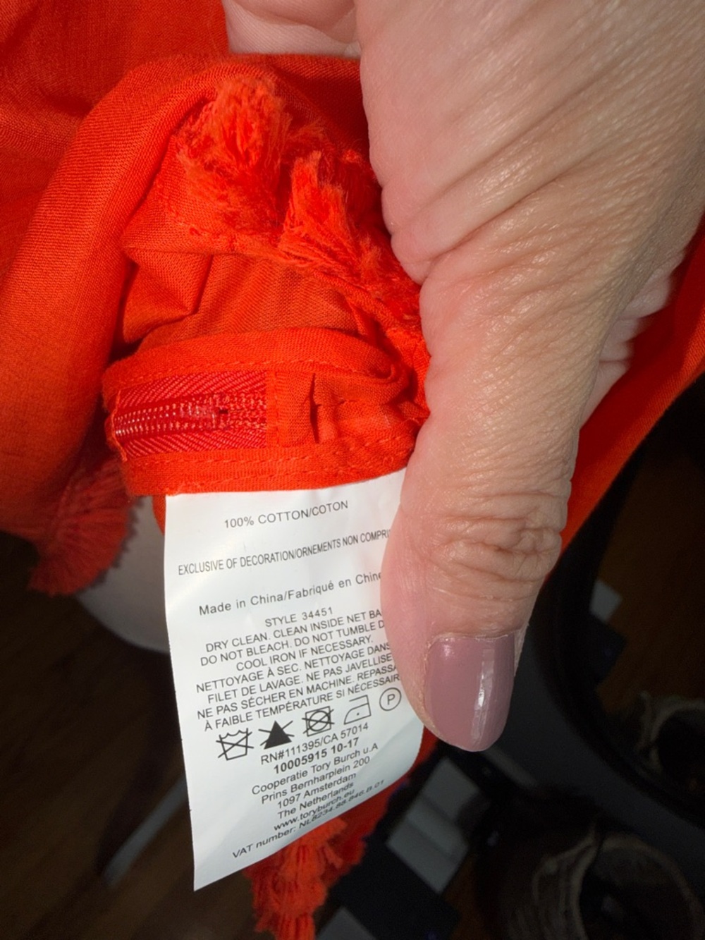 Tory Burch Orange Tunic with Blue Crochet Trim - Picture 11 of 11